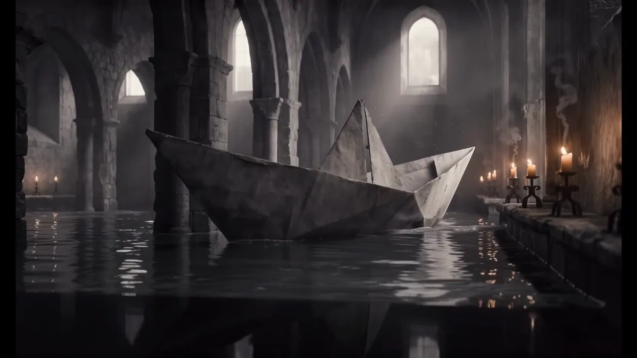 A frame from the LTX 2.5 Pro paper boat benchmark video.